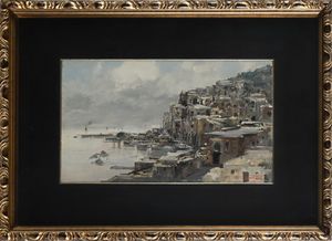 Ezelino Briante : Borgo marinaro in inverno  - Asta Dipinti del XIX e XX secolo - Associazione Nazionale - Case d'Asta italiane