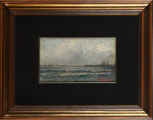 Ezelino Briante : Marina con velieri  - Asta Dipinti del XIX e XX secolo - Associazione Nazionale - Case d'Asta italiane