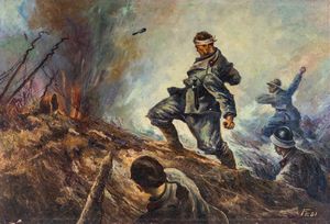 Fedi (Scuola italiana del XX secolo) - Assalto della prima guerra mondiale
