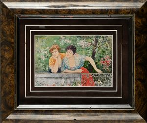 Pietro Scoppetta : Le curiose  - Asta Dipinti del XIX e XX secolo - Associazione Nazionale - Case d'Asta italiane