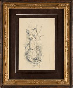 Pietro Scoppetta : 'a Picciotta'  - Asta Dipinti del XIX e XX secolo - Associazione Nazionale - Case d'Asta italiane