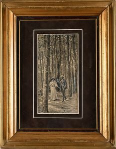 Pietro Scoppetta : La passeggiata nel bosco  - Asta Dipinti del XIX e XX secolo - Associazione Nazionale - Case d'Asta italiane