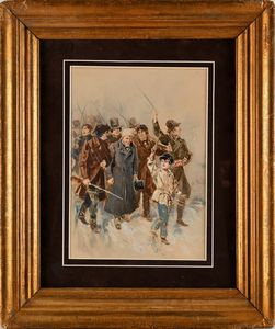 Pietro Scoppetta : La rivolta (tavola per un' illustrazione)  - Asta Dipinti del XIX e XX secolo - Associazione Nazionale - Case d'Asta italiane