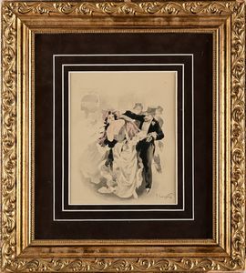 Pietro Scoppetta : Al ballo  - Asta Dipinti del XIX e XX secolo - Associazione Nazionale - Case d'Asta italiane