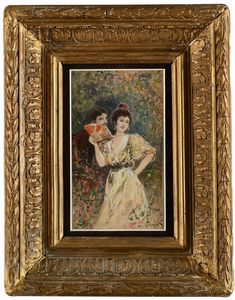 Pietro Scoppetta : Corteggiamento  - Asta Dipinti del XIX e XX secolo - Associazione Nazionale - Case d'Asta italiane