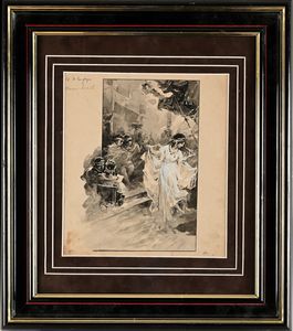 Francesco Galante : La danza di Salom� - Tavola per illustrazione  - Asta Dipinti del XIX e XX secolo - Associazione Nazionale - Case d'Asta italiane