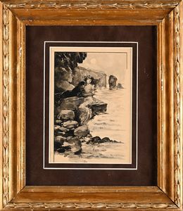 Francesco Galante : Tavola per un' illustrazione  - Asta Dipinti del XIX e XX secolo - Associazione Nazionale - Case d'Asta italiane