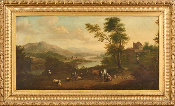 Giuseppe Bernardino Bison (attr. a) : Paesaggio con armenti  - Asta Importanti Dipinti Antichi - Associazione Nazionale - Case d'Asta italiane