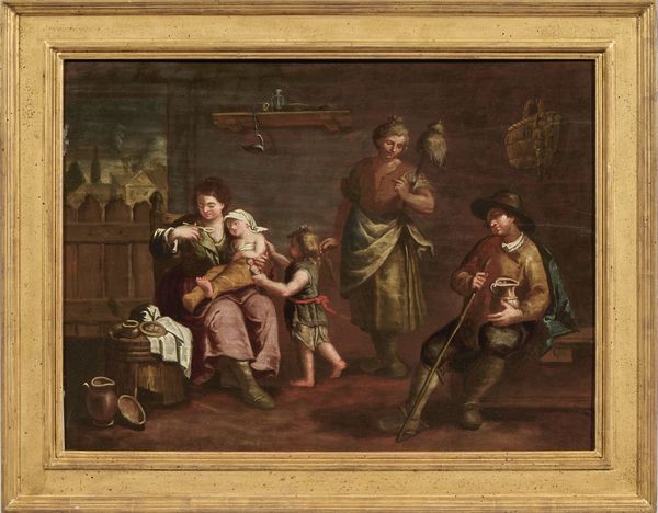 SCUOLA LOMBARDA DEL XVII SECOLO : Interno di cucina con figure  - Asta Importanti Dipinti Antichi - Associazione Nazionale - Case d'Asta italiane