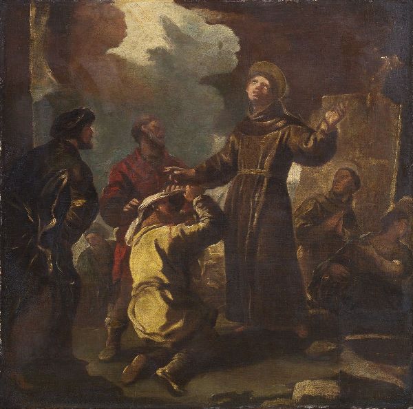 Luca Giordano (attr. a) : Miracolo di Sant'Antonio da Padova  - Asta Importanti Dipinti Antichi - Associazione Nazionale - Case d'Asta italiane