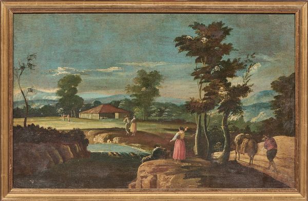 Scuola veneta fine XVIII secolo : Paesaggio  - Asta Importanti Dipinti Antichi - Associazione Nazionale - Case d'Asta italiane