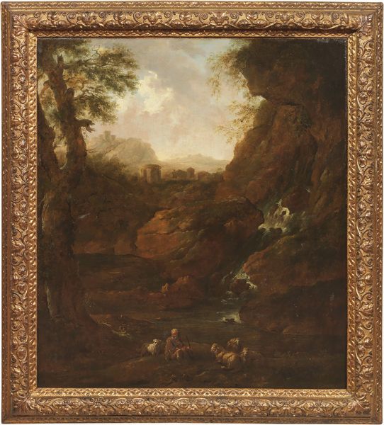 Scuola italiana del XVII secolo : Paesaggio campestre con pastore e armenti  - Asta Importanti Dipinti Antichi - Associazione Nazionale - Case d'Asta italiane