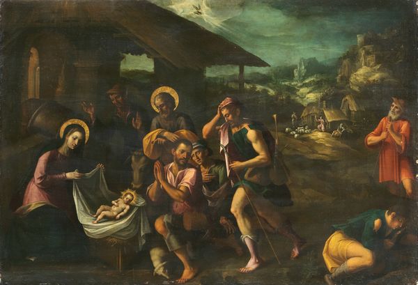 Scuola lombarda inizio XVII secolo : Nativit� con annuncio e adorazione dei pastori  - Asta Importanti Dipinti Antichi - Associazione Nazionale - Case d'Asta italiane