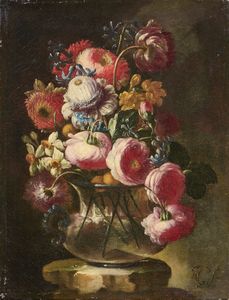 Nicola Casissa - Mazzo di fiori in un vaso di cristallo