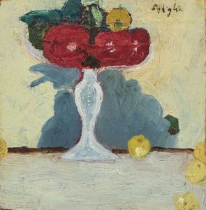 Oscar Ghiglia - «Frutta in alzata di vetro» e «Scorcio di villa»