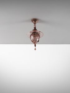 ZECCHIN VITTORIO (1878 - 1947) - attribuito. Lampada a sospensione a corpo costolato, Murano