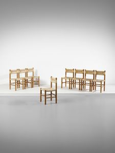 PERRIAND CHARLOTTE  (1903 - 1999) - nello stile di. Otto sedie