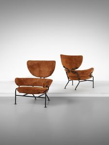 ALBINI FRANCO (1905 - 1977) - Due poltrone mod. PL19 Tre Pezzi per Poggi, Pavia