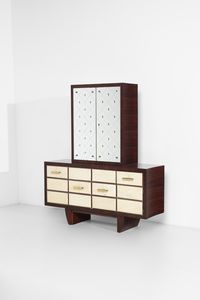 MANIFATTURA ITALIANA - Credenza con parte inferiore a due cassetti e quattro ante e parte superiore con stipo a due ante