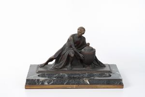 Calamaio in bronzo patinato. Fine XIX-inizi XX secolo  - Asta Antiquariato - Associazione Nazionale - Case d'Asta italiane