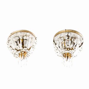 Due lampadari in metallo dorato e cristalli  - Asta Antiquariato - Associazione Nazionale - Case d'Asta italiane