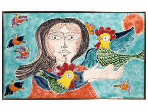 Giovanni De Simone - Donna con galline