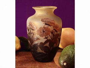 Émile Gallé - Vaso in vetro doppio a cammeo,