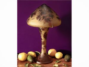 Émile Gallé - Grande lampada in vetro doppiato a cammeo