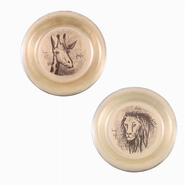 COPPIA DI PIATTI DA COLLEZIONE, LE M�DAILLIER, PARIS PER BERNARD BUFFET (1928 - 1999)  - Asta Gioielli importanti e argenti  - Associazione Nazionale - Case d'Asta italiane