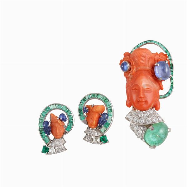 ORECCHINI, SEAMAN SCHEPPS E SPILLA  - Asta Gioielli importanti e argenti  - Associazione Nazionale - Case d'Asta italiane