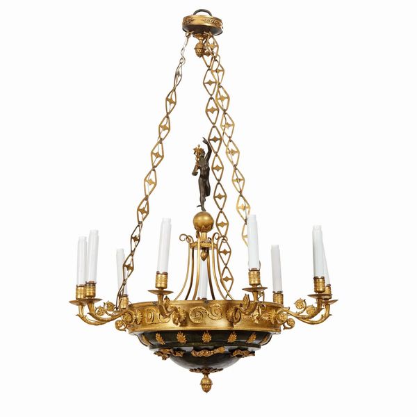 LAMPADARIO IN STILE IMPERO, SECOLO XIX  - Asta INTERNATIONAL FINE ART - Associazione Nazionale - Case d'Asta italiane