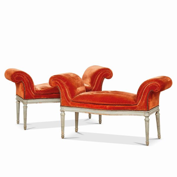 COPPIA DI BANQUETTES, FRANCIA, FINE SECOLO XVIII  - Asta INTERNATIONAL FINE ART - Associazione Nazionale - Case d'Asta italiane