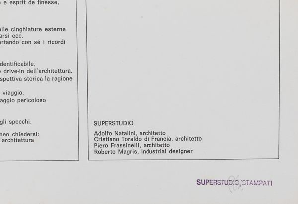 SUPERSTUDIO GROUP : Lotto composto da 3 grafiche  - Asta Selected Prints - Associazione Nazionale - Case d'Asta italiane
