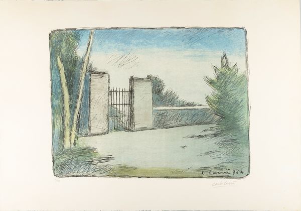 Carlo Carrà : Il cancello  - Asta Selected Prints - Associazione Nazionale - Case d'Asta italiane