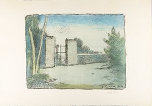 Carlo Carrà : Il cancello  - Asta Selected Prints - Associazione Nazionale - Case d'Asta italiane