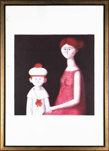 Antonio Bueno : Figura femminile con marinaretto  - Asta Selected Prints - Associazione Nazionale - Case d'Asta italiane