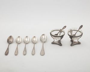 FABBRICA ARGENTERIA CLEMENTI dì GIOVANNI MANTEL & C. S.p.A. - Due salierine e cinque cucchiaini da caff�