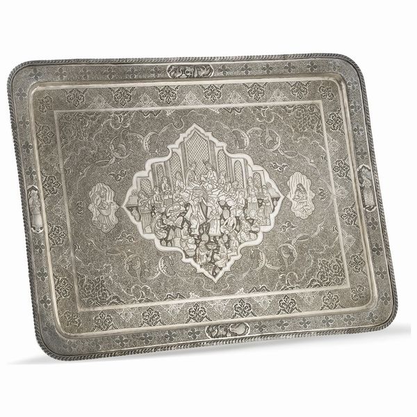 GRANDE VASSOIO, MEDIO ORIENTE, SECOLO XX  - Asta Argenti italiani ed europei - Associazione Nazionale - Case d'Asta italiane