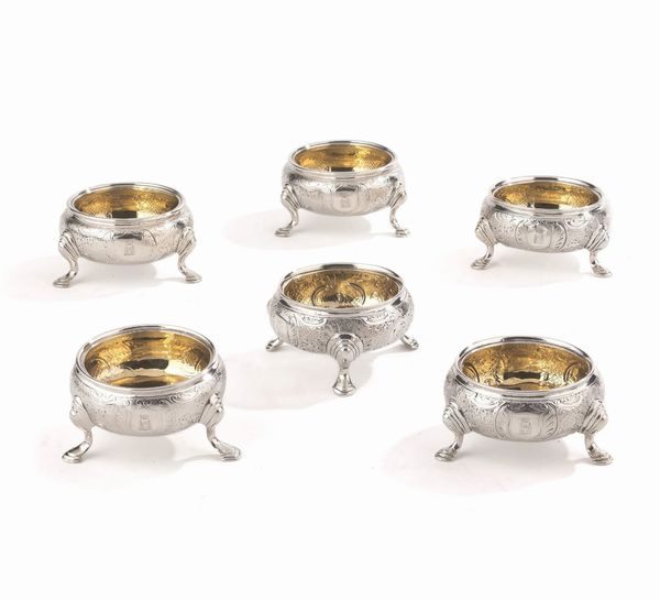 SEI SALIERE, LONDRA, 1839 e 1848, ARGENTIERI RICHARD SISLEY E WILLIAM KER REID  - Asta Argenti italiani ed europei - Associazione Nazionale - Case d'Asta italiane