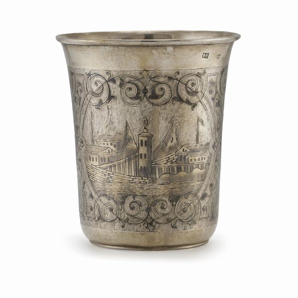 BICCHIERE, MOSCA, 1865, SAGGIATORE VIKTOR SAVINKOV, ARGENTIERE VASILEV A. BLADELETZ  - Asta Argenti italiani ed europei - Associazione Nazionale - Case d'Asta italiane