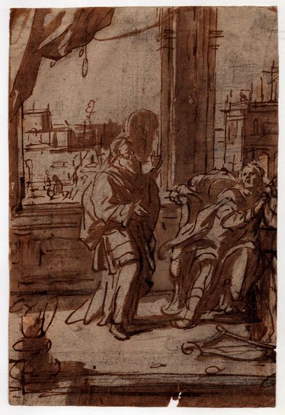 Due figure in conversazione in un interno  - Asta Stampe e Disegni dal XVI al XX secolo - Associazione Nazionale - Case d'Asta italiane
