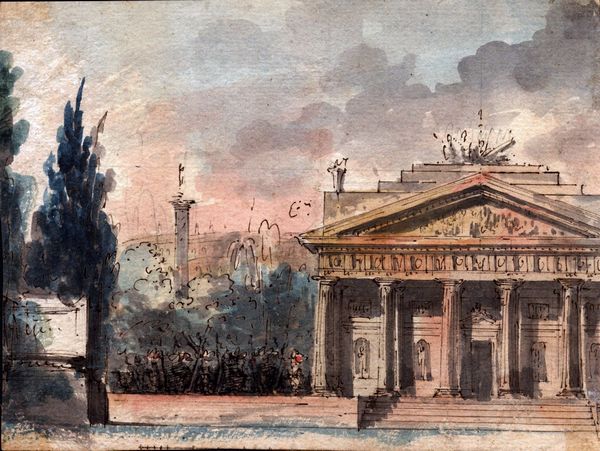 Paesaggio con tempio e obelisco sullo sfondo  - Asta Stampe e Disegni dal XVI al XX secolo - Associazione Nazionale - Case d'Asta italiane