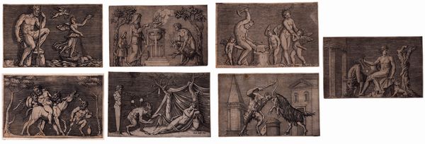 Marco Dente detto Marco da Ravenna : Antichi bassirilievi  - Asta Stampe e Disegni dal XVI al XX secolo - Associazione Nazionale - Case d'Asta italiane