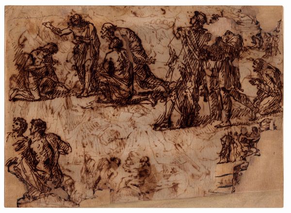 Fronte: Studio per battesimo di Cristo e varie figure - Verso: Varii studi anatomici  - Asta Stampe e Disegni dal XVI al XX secolo - Associazione Nazionale - Case d'Asta italiane