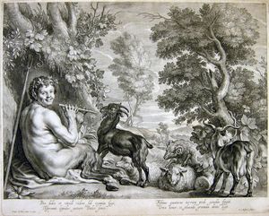 Boëtius Adamsz. Bolswert - Pan che suona il flauto, da Jacob Jordaens