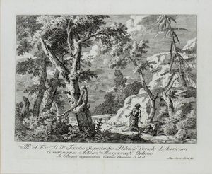 Marco Ricci - Paesaggio con due figure in una selva