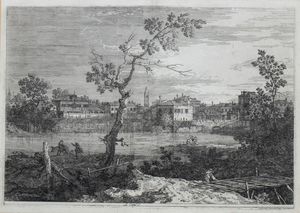 Giovanni Antonio Canal Il Canaletto - Veduta di Dolo sulla riva del fiume