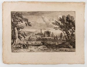 ADRIEN MANGLARD - Paesaggio con architettura antica