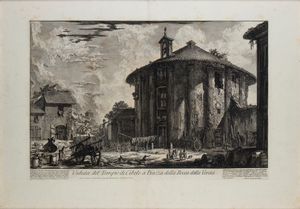 GIOVANNI BATTISTA PIRANESI - Veduta del Tempio di Cibele a Piazza della Bocca della Verità