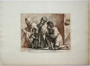 Francesco Bartolozzi - Una famiglia in preghiera, dal Guercino